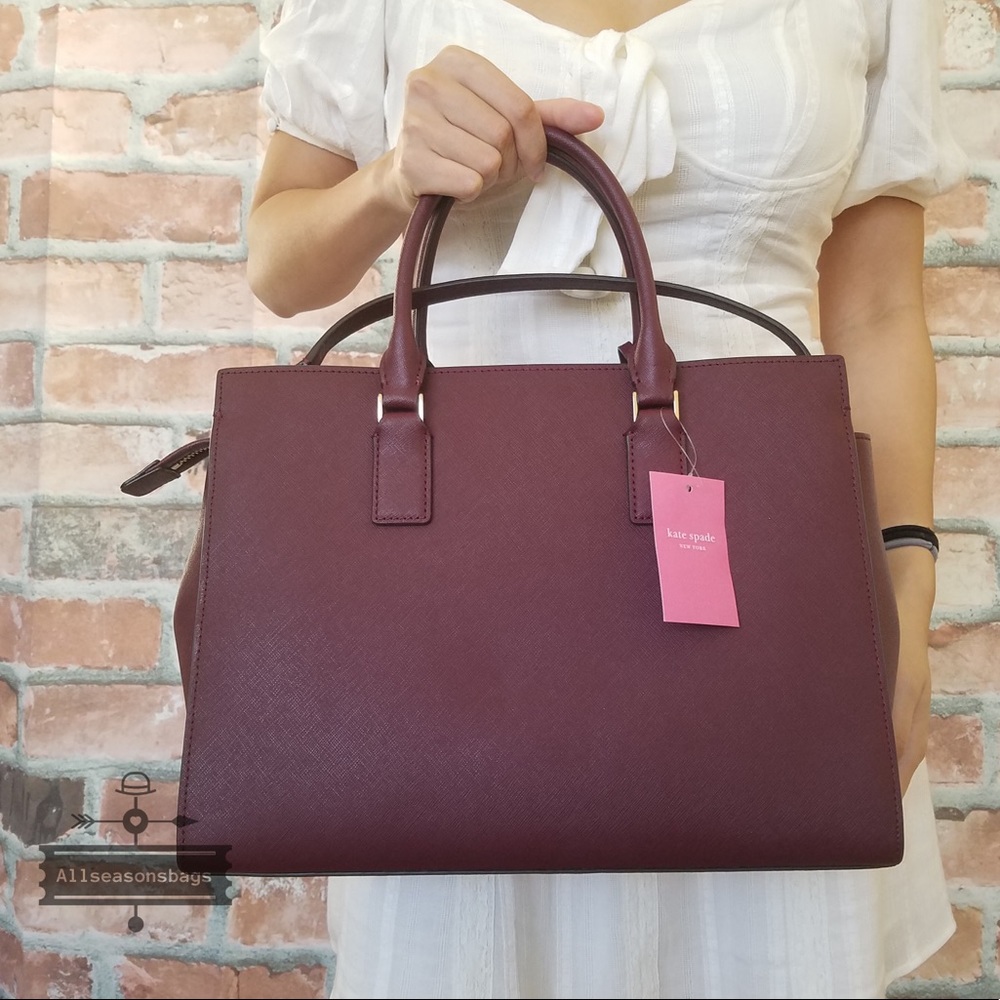 Kate spade LARGE satchel crossbody CHERRYWOOD bag - Picture 2 of 8